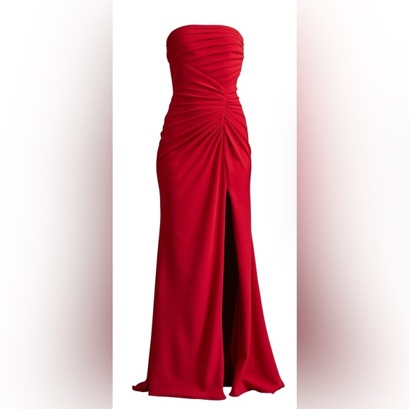 Tadashi Shoij DORSETT PLEATED CREPE GOWN BOS24002L-CHERY NWT - Picture 6 of 8